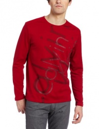 Calvin Klein Sportswear Men's Logo - Long Sleeve Crew Neck Heavy Weight Tee, Cardinal, Large