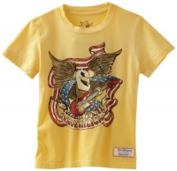 True Religion Boys 2-7 Eagle Rock Crew Neck Tee, Yellow, Medium