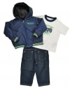 Calvin Klein Infant Boys Navy Jacket 3Pc Denim Pant Set (12M)