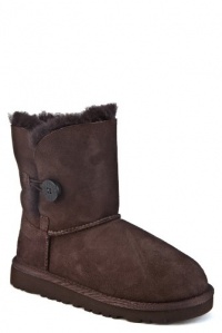 UGG Australia Infants' Bailey Button Toddler Suede Boots,Chocolate,9 Child US