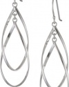 Sterling Silver Double Elongated Oval Twist French Wire Earrings