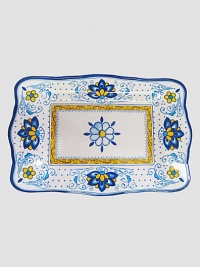 Reminiscent of vibrant, hand-painted Amalfi pottery, this durable melamine style is sure to become a cherished favorite for years to come.Melamine17.5 X 12 X 1Dishwasher safeDo not microwaveImported