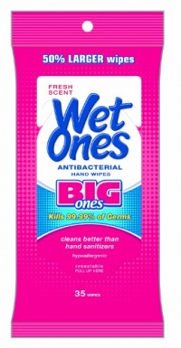 Wet Ones Big Ones Antibacterial Hand and Face Wipes, 35 Count (Pack of 5)