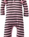 Splendid Littles Baby-girls Newborn Charcoal Stripe Thermal Playsuit, Pink Ribbon, 3-6 Months