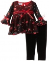 Blueberi Boulevard Baby-Girls Infant Embroidered Set, Black, 18 Months