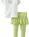 Calvin Klein Baby-Girls Infant Top with Skeggings, Green, 24 Months