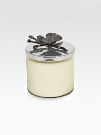 An unscented wax candle inspired by the textures of nature, crafted in polished and blackened nickel-plated metal with a glass jar by one of America's premier metalwork artists. From the Black Orchid CollectionSoy wax12.5 oz.5½H X 3¾ diam.Imported 