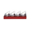 Orrefors 6553401 Edgy Votive with Red Long Metal Tray, Set of 4