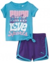 Puma - Kids Baby-girls Infant Jersey Tee and Short Set, Blue, 18