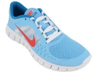 Nike Kids's NIKE FREE RUN 3 (GS) RUNNING SHOES 3.5 (BL CHILL/NRGHT CRSMSN/DYNMC BL)