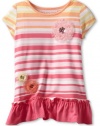 Design History Girls 2-6X Stripe Tunic Ruffle Flower, Partypinkstripe Combo, 2T