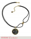 GUESS Gold-Tone Crystal Disc Pendant Necklace, GOLD