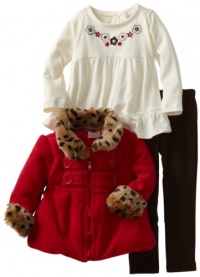 Nannette Baby-girls Infant 3 Piece Animal Print Jacket Set, Red, 12 Months