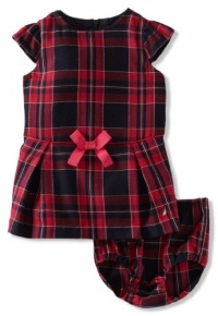 Nautica Sportswear Kids Baby-girls Infant Short Sleeve Plaid Dress, New Sport Navy, 24 Months