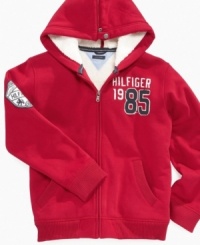 Zip the hood up to convert this Nicholas sweatshirt into a cozy, preppy look from Tommy Hilfiger.