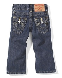 True Religion Baby Billy jeans. Straight leg unisex baby jeans. Adjustable waistband.