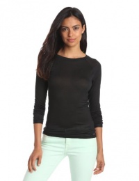 Calvin Klein Women's Layering Tees Long Sleeve T-shirt, Black, Medium