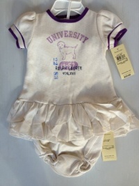 Ralph Lauren Antique Cream Waffle Ruffle Dress and Diaper Cover, Size 3 Monhs