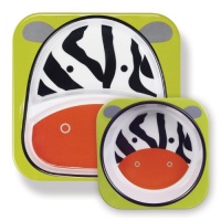 Skip Hop Zoo Melamine Plate and Bowl Set, Zebra