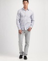 Crisp cotton, impeccably tailored for a lean, structured fit.Point collarButton-down placketDouble-button cuffsBack yokeShirttail hemCottonMachine washImported