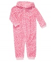 This cute warm fleece coverall by Carter's will have her feeling good in her cozy hood.