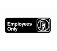 3''x9'' Restaurant Sign, Black, Employee Only