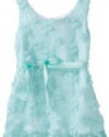 Blue Pearl Baby-girls Infant Floral Kelly Lined Shift Dress with Belt, Aqua, 12 Months