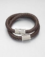 Supple plaited leather in a wrapped style with sparkling stone accents. Glass stonesLeatherSteelLength, about 15.5Magnetic closureImported 