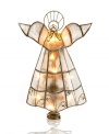 Light the way with the rustic grace of Kurt Adler's angel tree topper, featuring a body of iridescent capiz shells.