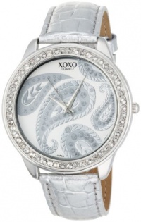 XOXO Women's XO3184 Silver Dial Silver Crocodile Genuine Leather Watch