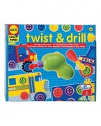 A real battery-powered reversible drill developed specifically for little hands! Comes with 3 plastic drill bits and 28 chunky plastic nuts and bolts to build 4 cars with spinning wheels. Helps to develop hand-eye coordination and improve fine motor skills. Kit includes a practice board and storage case with handle.