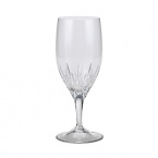 Delicately cut fine crystal stemware adds a graceful note to your formal dining. Shown from left to right: iced beverage, goblet, wine, flute.