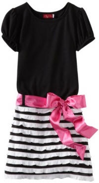 Ruby Rox Kids Girls 7-16 Drop Waist Eyelash Dress, Black/White/Pink, 16