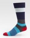 An ensemble of wide, multicolored stripes set in a comfortable cotton blend.Mid-calf height80% cotton/20% nylonMachine washImported of Italian fabric