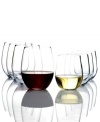 A little bit of everything. Highlight the unique properties of both red and white wine with the original varietal-specific tumbler: Riedel O wine glasses. A stemless, easy-to-stack shape in durable crystal make this versatile set ideal for every day and casual entertaining