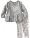 Calvin Klein Baby-girls Infant Tunic With Flower Print Leggings, Gray/Pink, 12 Months