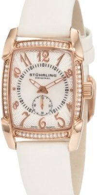 Stuhrling Original Women's 163A.124P2 Vogue Carnegie Rose Swiss Quartz Swarovski Crystal Mother-Of-Pearl White Watch