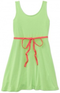 Ruby Rox Kids Girls 7-16 Tie Belt Skater Dress, Neon Green, Large