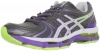 ASICS Women's Gel-Kayano 18 Running Shoe,Titanium/White/Neon Purple,8 M US