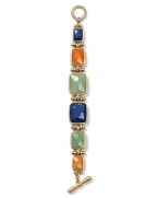 Rock a bold bracelet with this faceted stone style from Carolee, flaunting a chunky-chic mix of carnelian, jade, lapis, and glass stones.