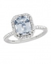 Effy Jewlery 14K White Gold Aquamarine & Diamond Ring, 3.19 TCW Ring size 7