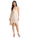 BCBGMAXAZRIA Women's Bryleigh Strapless Sequin Lace Dress, White Combo, 0