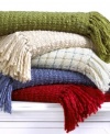 Martha Stewart Collection Blanket, Textured Yarn Throw Green