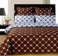 9-PC Blue & Chocolate Full size(double bed) Bloomingdal Down Alternative Bed in a bag Comforter set By sheetsnthings