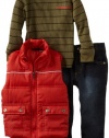 Calvin Klein Boys 2-7 Jean And Tee Puffy Vest, Orange, 2T