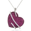 Effy Jewelry Effy® 14K White Gold Diamond and Ruby Heart Necklace 4.51 Tcw.