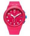 Let your watch be the center of attention with this Pink Frame timepiece from Swatch.