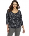 Lucky Brand Women's Plus-Size Shibori Double V-Neck Top