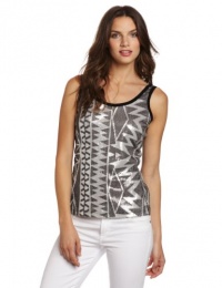 Karen Kane Women's Geometric Sequin Tank Top, Black, Large