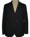 Ralpg Lauren Men's Black Striped Cotton Wool Blazer Jacket 44R